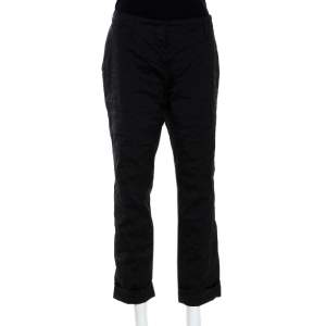 Prada Black Lurex Cotton Blend Cropped Trousers L
