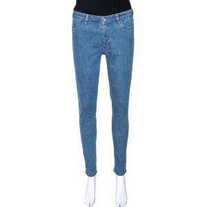 Prada Blue Denim Medium Wash High Waisted Skinny Jeans S 