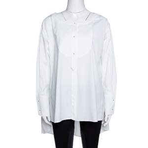 Prada White Cotton Button Front Oversized Blouse S