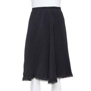 Prada Black Twill & Lace Detail Short Skirt M