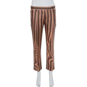 Prada Pink Weave Print Silk Cropped Trousers S