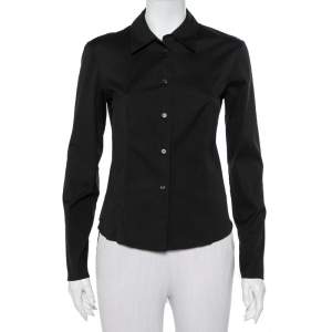 Prada Black Stretch Cotton Button Front Shirt M