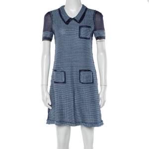 Prada Two Tone Open Knit Shift Dress S 