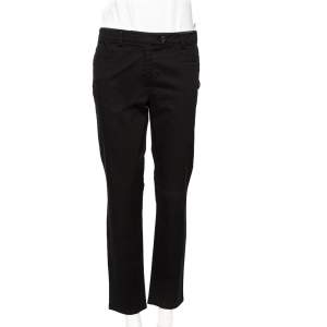 Prada Black Cotton Overlap Button Detail Formal Trousers L 