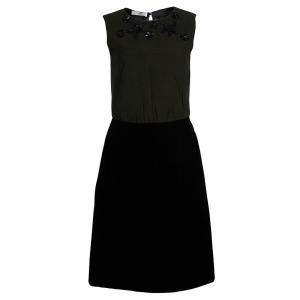 Prada Green Tweed-Velvet Embellished Dress M