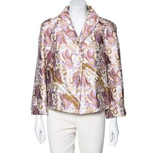 Prada Cream Floral Brocade Button Front Blazer M