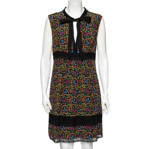  Prada X Holiday & Brown Multicolor Floral Print Silk Sleeveless Mini Dress M
