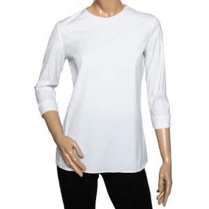 Prada White Cotton Round Neck Shirt M 
