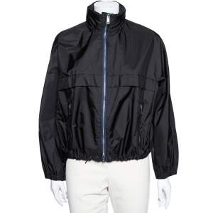 Prada Black Nylon Front Zip Bomber Jacket M