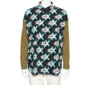 Prada Multicolor Cotton Printed Pocket Detail Button Front Shirt M 