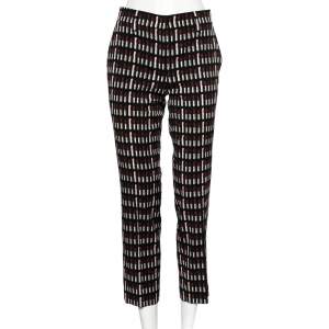 Prada Black Lipstick Printed Wool Trousers M