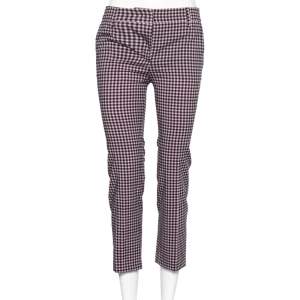 Prada Pink and Black Checkered Wool Trousers M