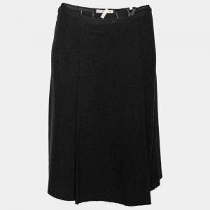 Prada Black Crepe Wool Pleated Skirt M