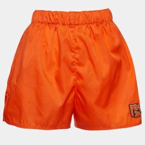 Prada Orange Synthetic Logo Applique Detail Mini Shorts S