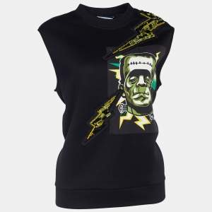 Prada Black Knit Frankenstein Print Vest Top XS