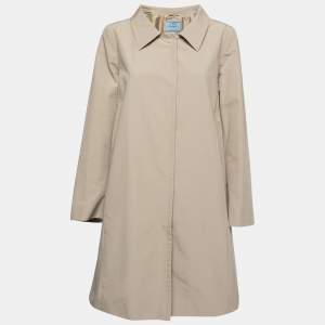 Prada Beige Cotton Button Detail Belted Trench Coat M