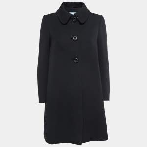 Prada Black Wool Button Front Coat M
