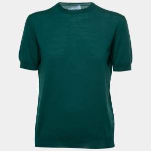 Prada Green Wool Knit Crew Neck Jumper S