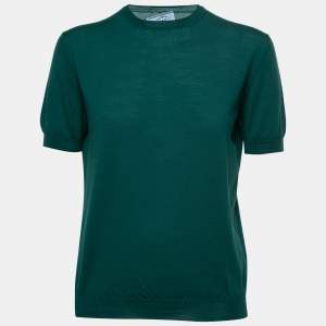 Prada Green Wool Knit Crew Neck Jumper S