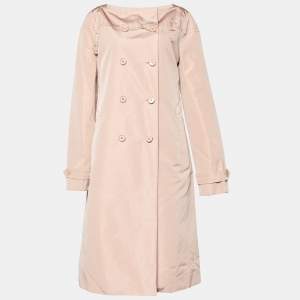 Prada Light Pink Silk Double Breasted Trench Coat M
