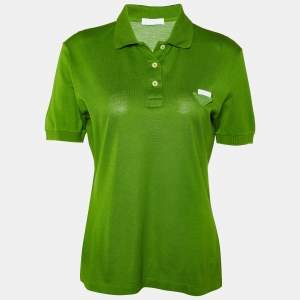 Prada Green Cotton Pique Polo T-Shirt L