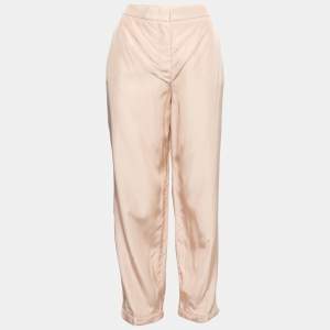 Prada Beige Synthetic Wide Leg Trousers M