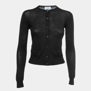 Prada Black Knit Button Front Sweater S