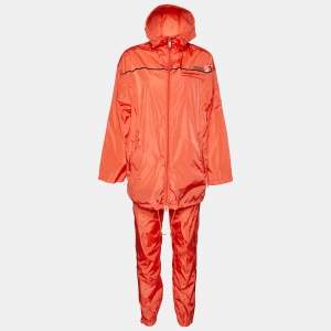 Prada Orange Synthetic Hooded Track Jacket & Pants S