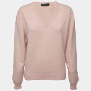 Prada Light Pink Wool V-Neck Sweater L