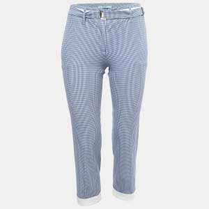 Prada Blue Gingham Patterned Cotton Blend Capri Pants S