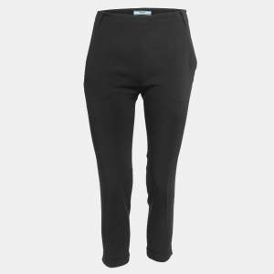 Prada Black Crepe Tapered Trousers S