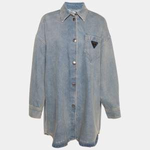 Prada Blue Denim Button Front Oversized Shirt M