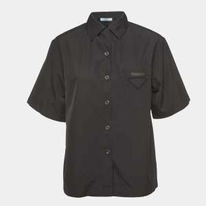 Prada Black Cotton Poplin Short Sleeve Shirt XS