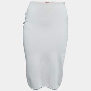 Prada Light Pink Knit Elasticated Waist Pencil Skirt S
