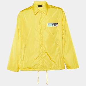 Prada Yellow Nylon Padded Button Front Jacket XL