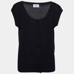 Prada Black Cashmere Knit Crew Neck Sweater Vest M
