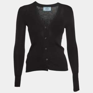 Prada Black Cashmere and Silk Buttoned Cardigan S