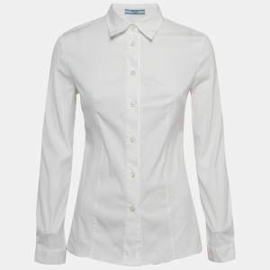 Prada White Stretch Cotton Full Sleeve Shirt M