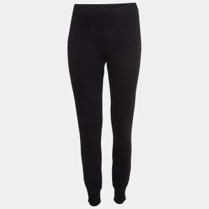 Prada Black Triangle Applique Cotton Knit Joggers M