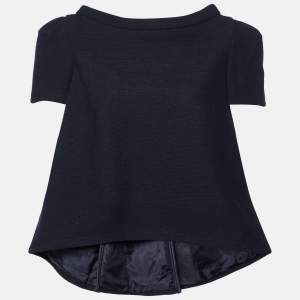 Prada Black Wool Flared Short Sleeve Top M
