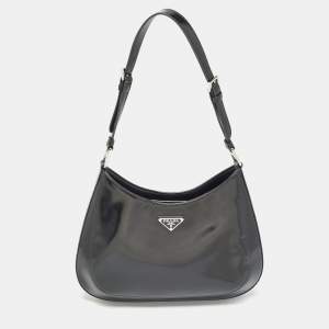 Prada Black Brushed Leather Cleo Shoulder Bag