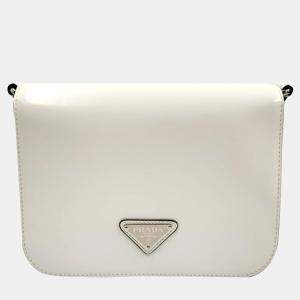 Prada Off White Leather Flap Shoulder Bag