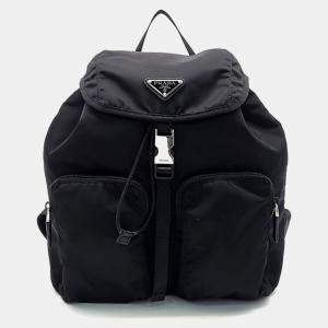 Prada Black Nylon Vela Large Backpack 