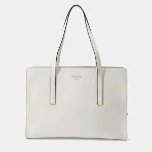 Prada White Brushed Leather Spazallato Re-edition Shoulder Bag