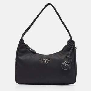 Prada Black Nylon Re-Edition 2000 Baguette Bag
