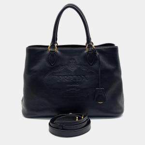 Prada Black Leather Glace Calf Tote Bag