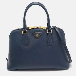 Prada Navy Blue Saffiano Lux Leather Medium Promenade Bag