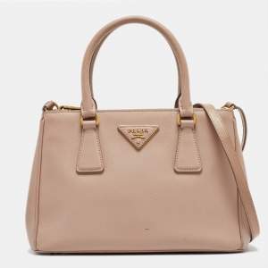 Prada Pink Saffiano Lux Leather Small Double Zip Tote