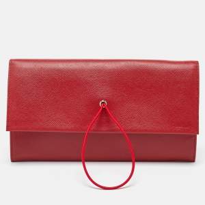 Prada Red Saffiano Leather Flap Pouch 