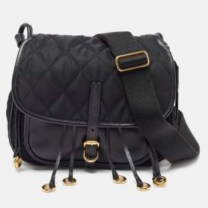 Prada Black Leather and Nylon Corsaire Crossbody Bag